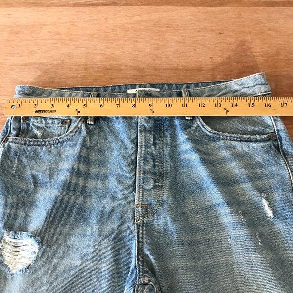 Grlfrnd Karolina Jeans Women 29 Blue High Rise Distressed Button Fly Raw Hem - Picture 10 of 15
